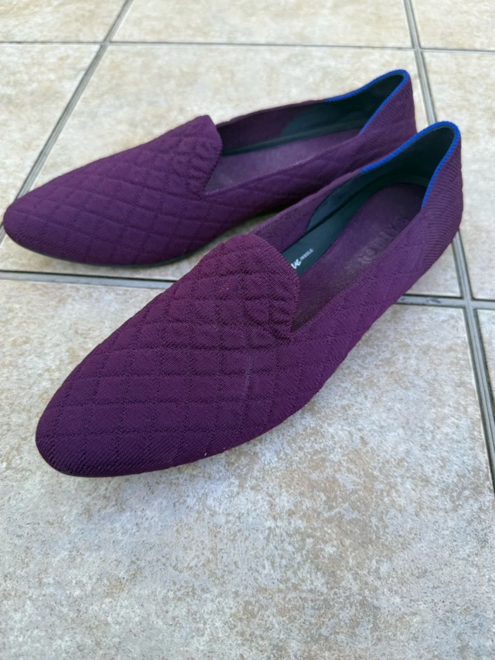 Rothy's The Almond Loafer in Quilted Plum. - Picture 5 of 12
